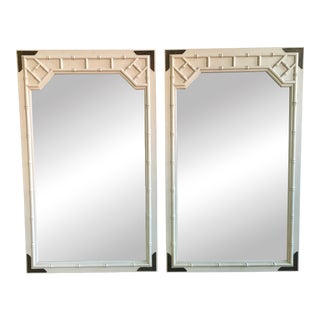 Faux Bamboo Campaign Style Mirrors - A Pair For Sale