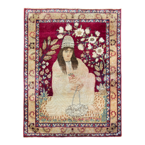 19th Century Pictorial Lavar Kirman Rug