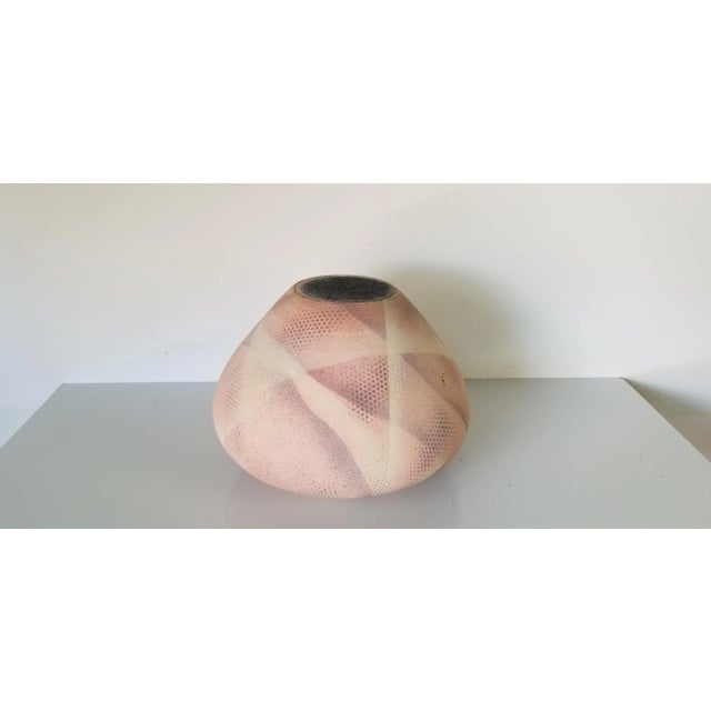 80s Vintage Modernist Art Pastel Matte Glaze Decorative Ceramic Vase For Sale - Image 9 of 10