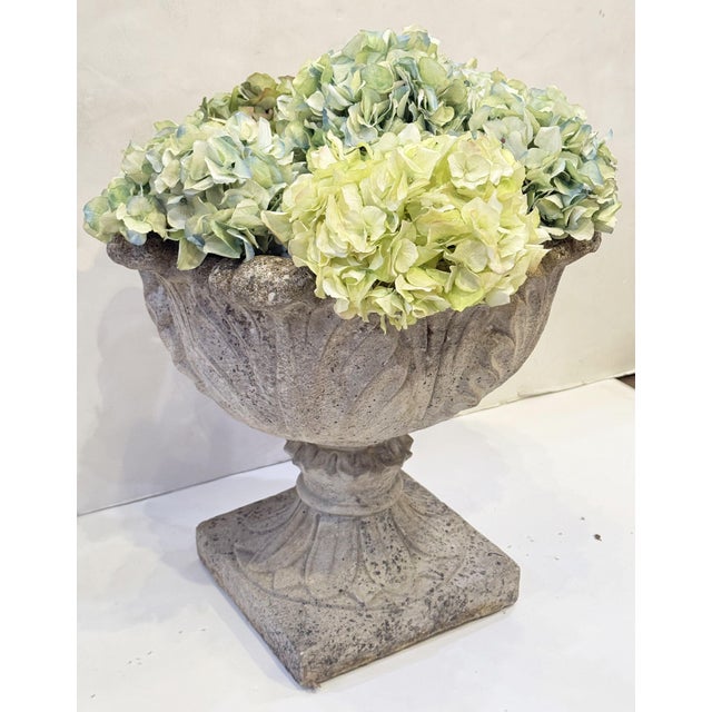English Garden Stone Planter Pot or Urn With Acanthus Relief - Three Available For Sale - Image 4 of 11