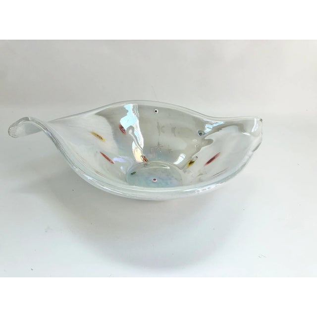 Mid-Century Modern Vintage Murano Style White Tear Shaped Bowl For Sale - Image 3 of 9