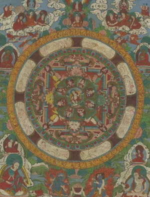 Hand-Painted Mandala Thangka, 1920