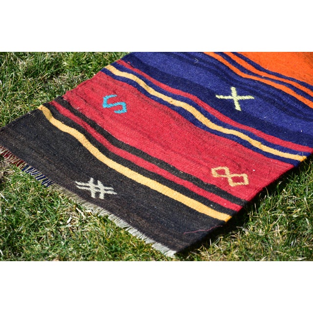 1970s Rustic Black Forest Style Home Decor Turkish Kilim Rug For Sale - Image 9 of 11