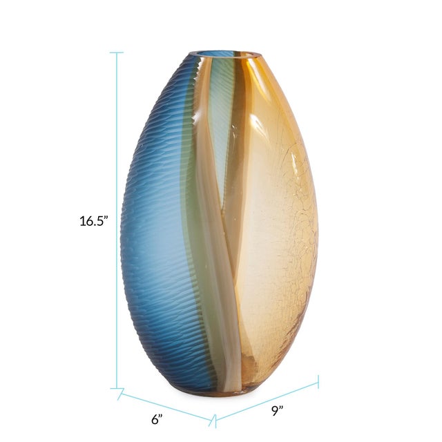 Yellow Mirina Hand Blown Glass Vase- Large For Sale - Image 8 of 10