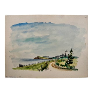 Henry Emil Salloch Original Watercolor on Paper Margaree Harbour, 1953. For Sale