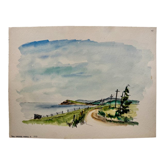 Henry Emil Salloch Original Watercolor on Paper Margaree Harbour, 1953. For Sale