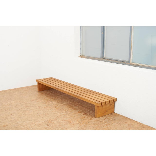 Wooden Bench with Legs and Slats in Oak, 1970s For Sale - Image 12 of 14