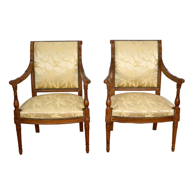 Set of Antique Mahogany & Upholstery Armchairs For Sale