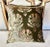 Pair of Custom Nomi Textiles olive green stenciled velvet pillows. These pillows feature a damask design with delicate...