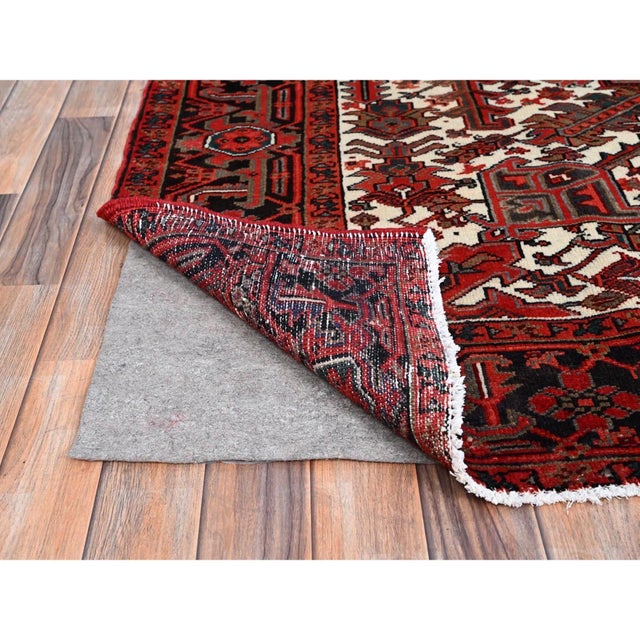 Red 1960 8'3"x11' Lusty Red Nomad Art Vintage Persian Heriz Pure Wool Hand Knotted Rug For Sale - Image 8 of 12