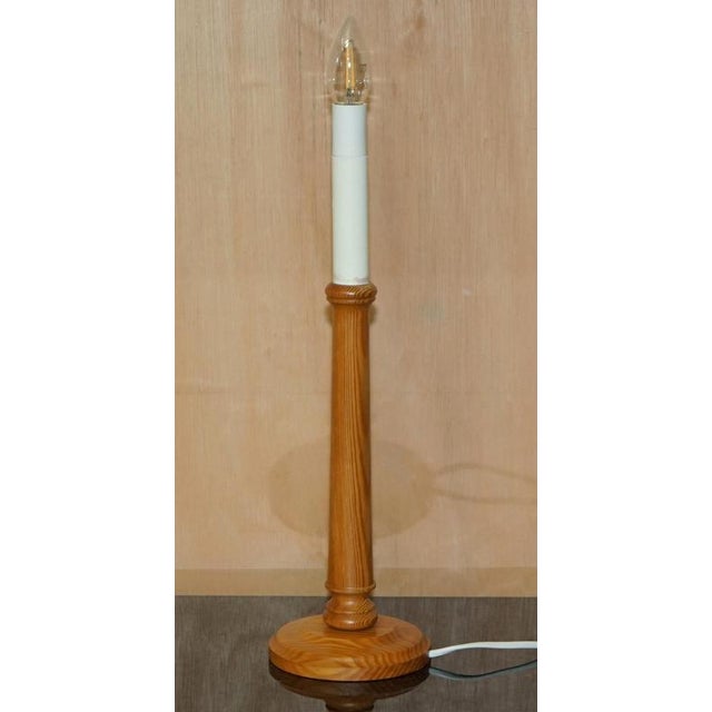 English Tiger Oak Table Lamps with Candle Tops, 1970s, Set of 2 For Sale - Image 3 of 12