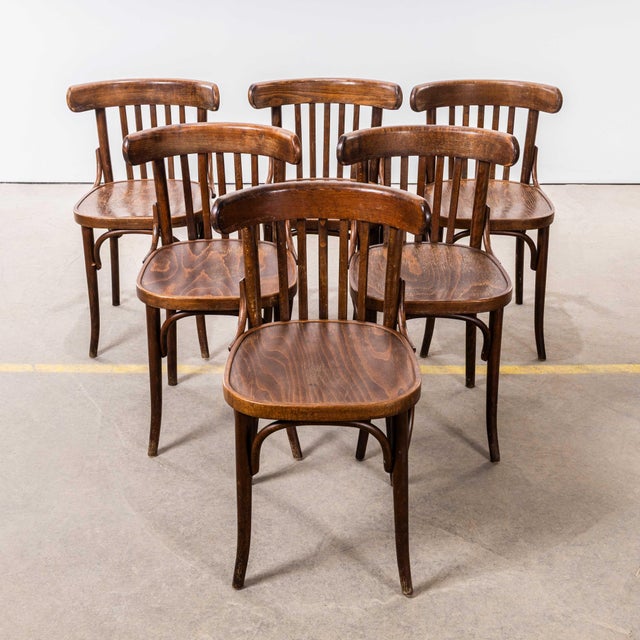 Vintage Bistro Dining Chairs in Dark Oak Bentwood, 1950s, Set of 6 For Sale - Image 10 of 10