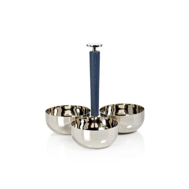 Contemporary Lucena Nickel & Leather Condiment Set For Sale - Image 3 of 3