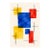 Midcentury Modern Abstract Art Print – Blue, Red and Yellow Geometric Design, 20" X 30" For Sale