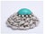 Platinum, Diamond, and Persian Turquoise Asymmetric Dress Clip For Sale - Image 4 of 7