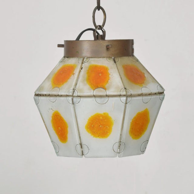 Felipe Derflingher 1960s Feders Felipe Delfinger Orange Art Glass Pendant Shade For Sale - Image 4 of 6