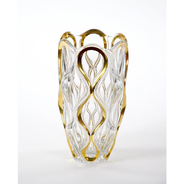 Mid Century Modern Italian Cut Glass/Gold Decorated Vase For Sale - Image 11 of 11