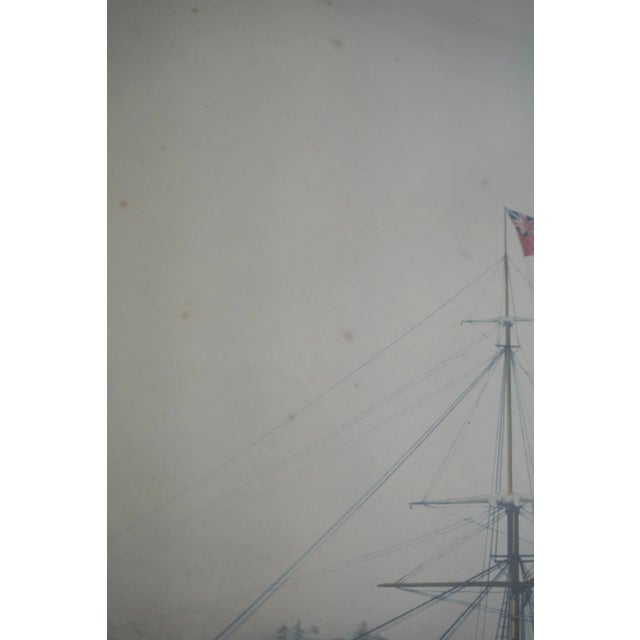 Brown Vintage English Steamship Colored Engraving in Frame For Sale - Image 8 of 12