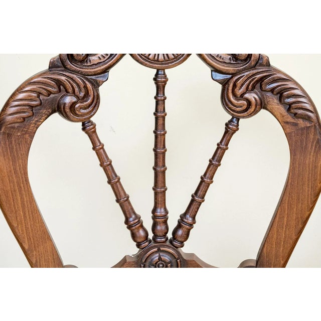 Late 20th Century Late 20th Century Vintage Upholstered Carved Hall Chairs—A Pair For Sale - Image 5 of 12