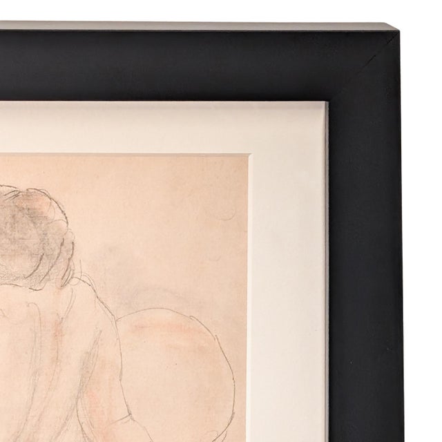 French Expressionist Original Colored Drawing Painting Seated Nude Young Woman by Jules Pascin, 1920 For Sale - Image 4 of 12