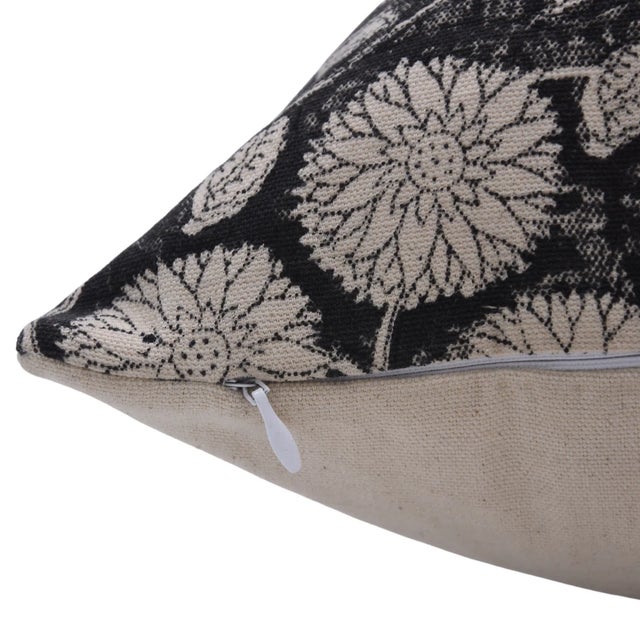 Art Deco Fabdivine Indian Block Print Cushion Cover 16x16 Inch Duck Canvas- Sudershan Jaal For Sale - Image 3 of 3