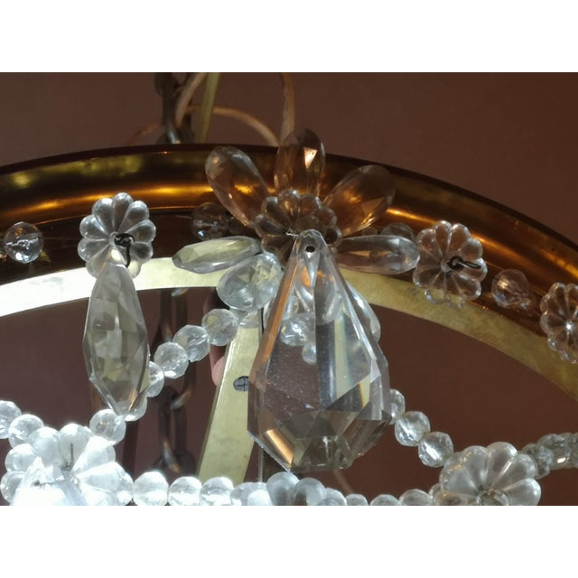 Metal Vintage Crystal Light Fixture, 1950s For Sale - Image 7 of 16