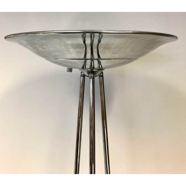 Metal Casella Lighting Olympiad Torchiere Chrome Floor Lamp For Sale - Image 7 of 8
