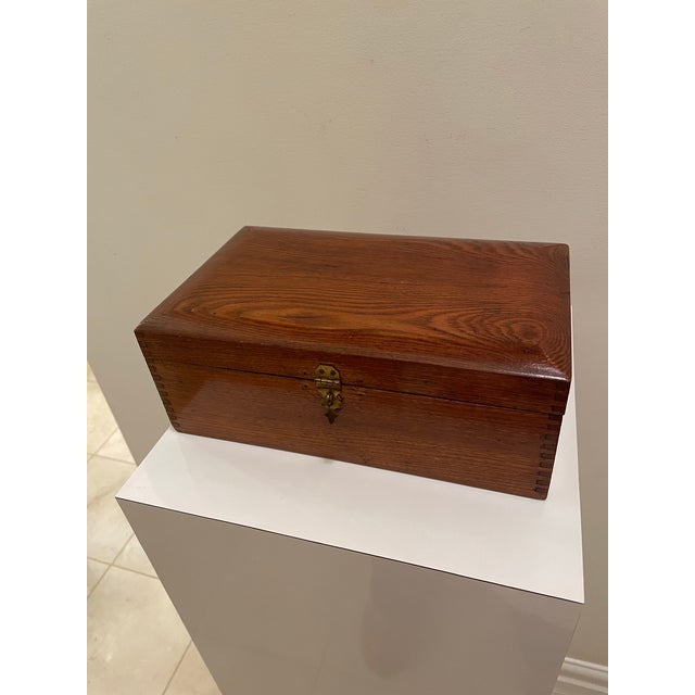 Sienna Vintage Ralph Lauren Style Solid Wood Desk / Document Storage Box C.1940s For Sale - Image 8 of 11