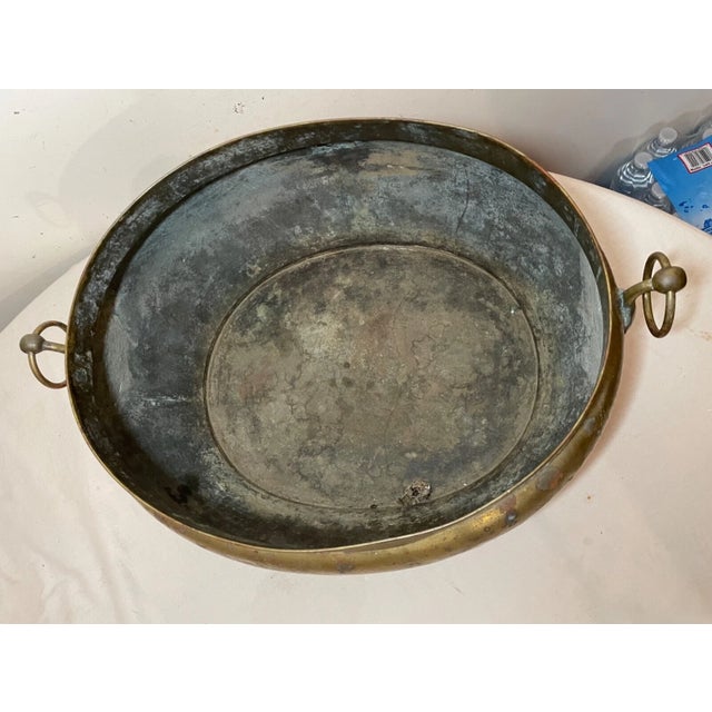 Brass Large Antique 19th Century Handmade Brass Coal Fireplace Wood Scuttle Bucket For Sale - Image 8 of 11