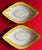 Pair large antique early 19th century English George III Derby porcelain navette shape dishes with yellow border and...