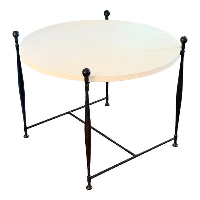 Hickory Chair Ionia Side Table With Round Stone Top For Sale