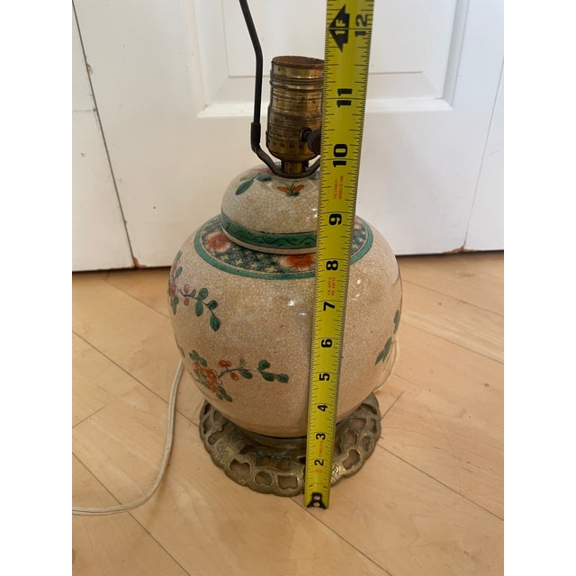 Vintage Chinese Porcelain Ginger Jar Handpainted Bird Floral Motif Table Lamp For Sale In Chicago - Image 6 of 12