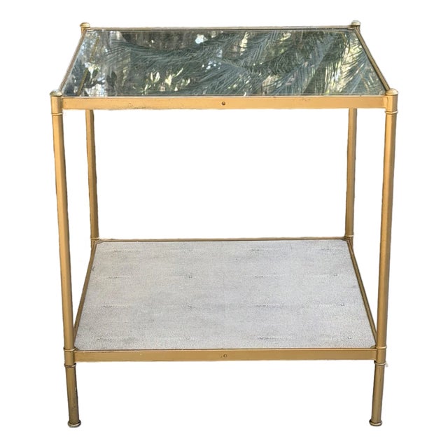 Lillian August 'Anton' Aged Brass and Shagreen Side Table For Sale