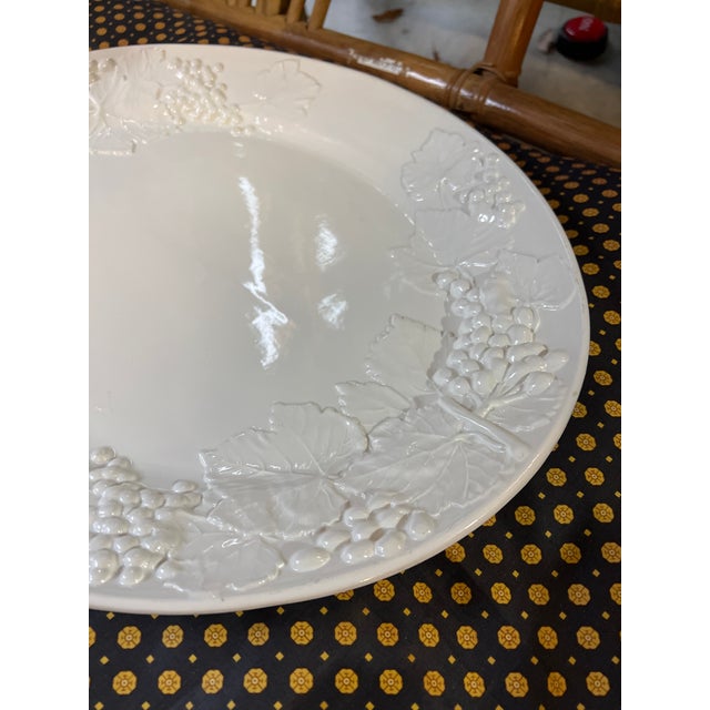 1970s Large Italian Serving Platter With Fruit and Grapes Relief For Sale - Image 4 of 10