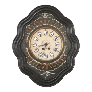 French 19th Century Napoleon III Mother of Pearl Inlay Wall Clock