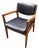 Vintage Alma Desk Co. Mid-Century Modern Walnut & Black Vinyl Armchair For Sale