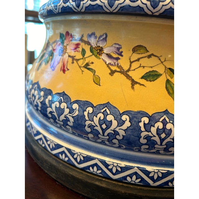 1940s Glazed Ceramic Huge Chinese Lamp For Sale - Image 10 of 12