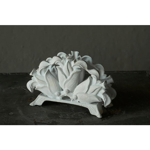 Antique Napkin Holder in White Painted Cast Iron, 1890s For Sale - Image 5 of 13