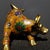 Vintage Cloisonne Enamel Bull Figurine – 9.8" Yellow Ground Gilt Ox Sculpture For Sale - Image 9 of 9