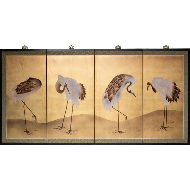 "Red-Crowned Cranes", Painted Chinese Screen For Sale - Image 18 of 18