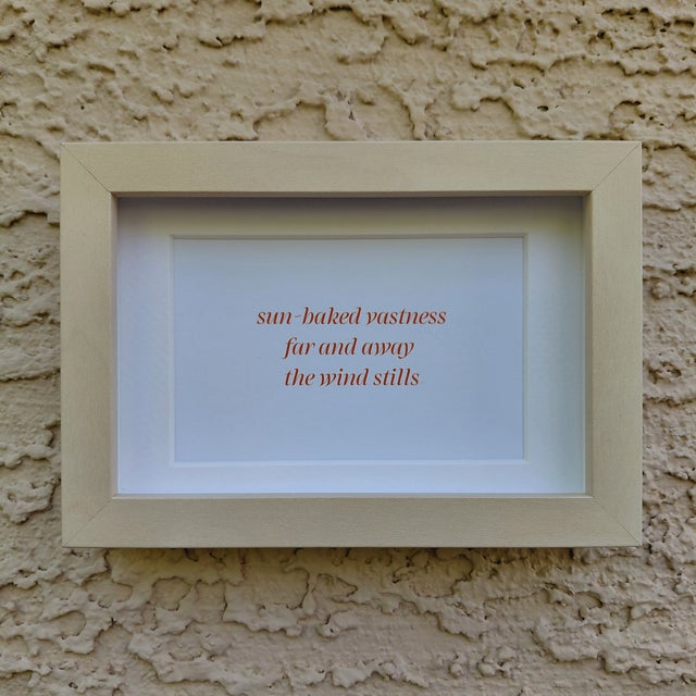 Burnt Orange Contemporary Fiber Art Desert Landscape Set With Haiku by Paula Darnell For Sale - Image 8 of 9