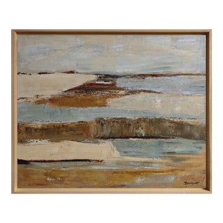 Entre Deux Rives, Contemporary Abstract Seascape Oil Painting, Framed by Sophie Dumont For Sale