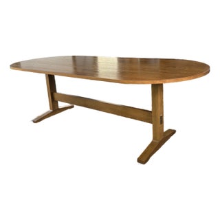 Custom Wood Oval Dining Table - Brass Accents Attributed to O&g Studio For Sale