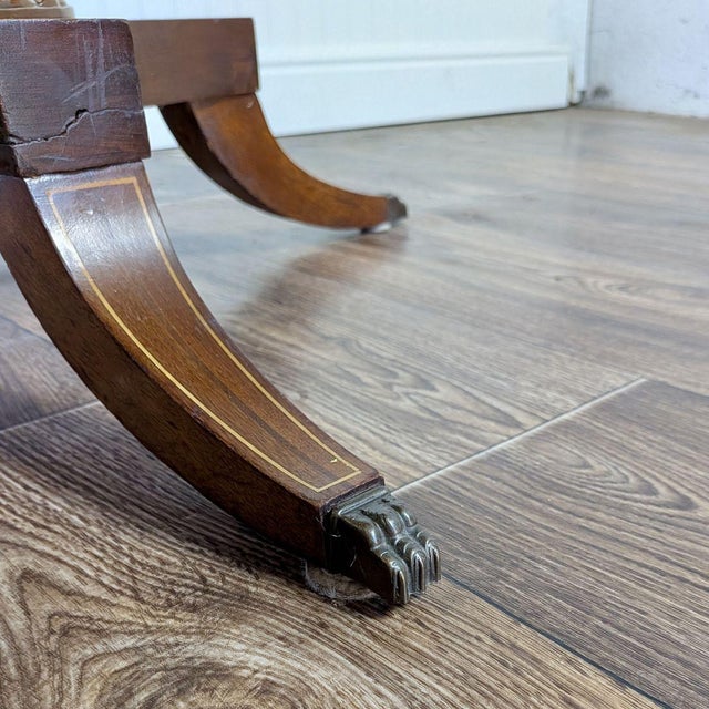 Brown Vintage Regency-Style Drum Table With Leather Top For Sale - Image 8 of 13