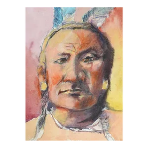 Contemporary Portrait Painting of Native American Man