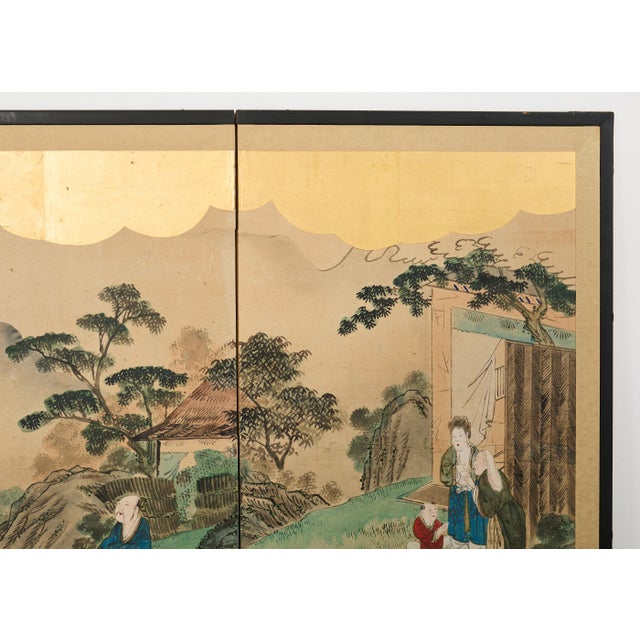 Japanese Edo Four Panel Screen Paragons of Filial Pietry For Sale - Image 11 of 18