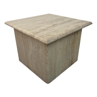 Italian Travertine Square Side Table, 1970s For Sale