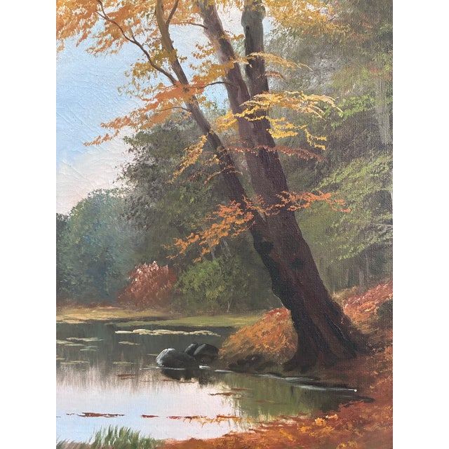 Vintage Original Landscape Oil Painting, Signed Farmhouse Art For Sale - Image 6 of 18