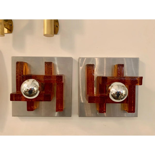 Poliarte Italian Murano Glass 1960s Wall Lights - A Pair For Sale - Image 11 of 13