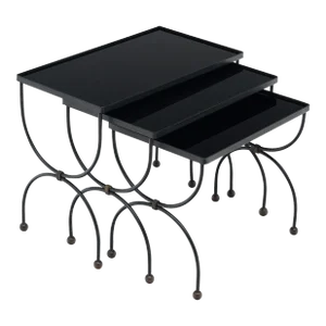 French Vintage Black Nesting Tables